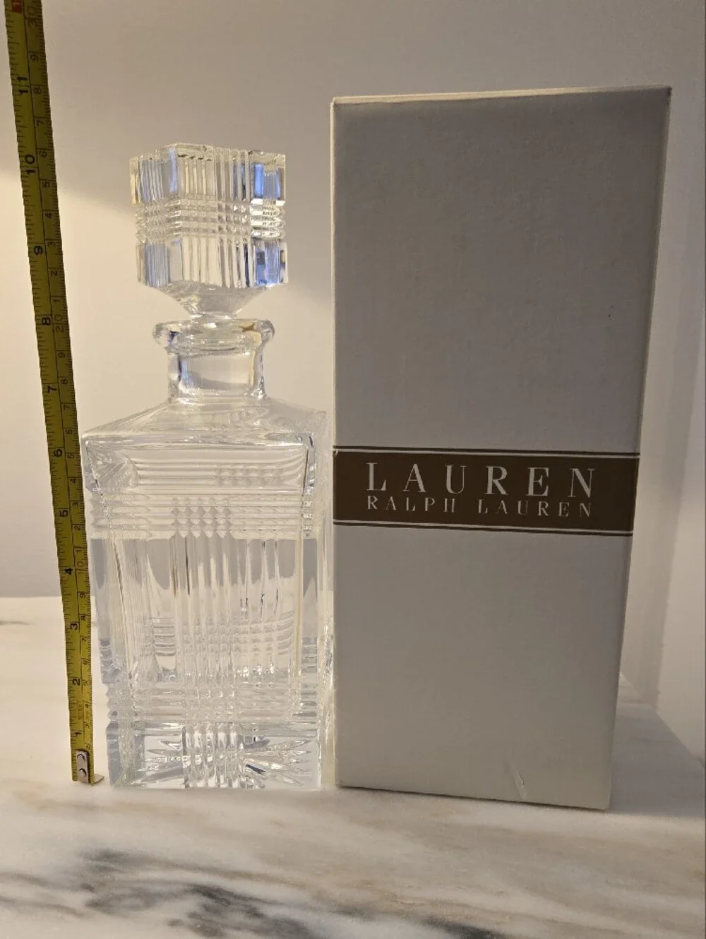 Lauren Ralph Lauren Glen Plaid Clear Crystal Decanter